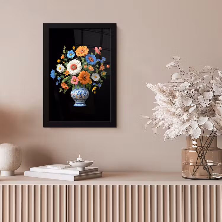 Vaas - Boeket - Bloemen - Kleur fotolijst zwart zonder passe partout klein -sfeer5