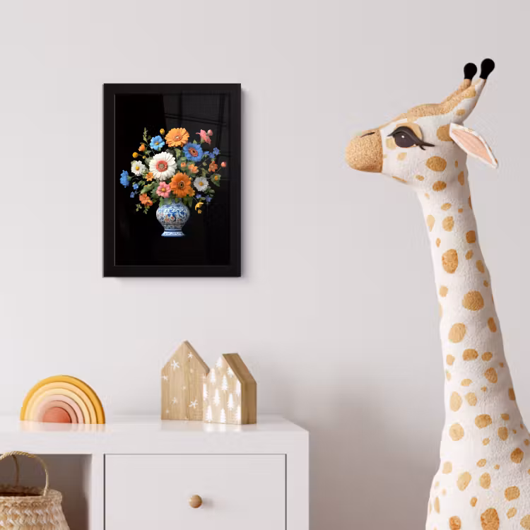 Vaas - Boeket - Bloemen - Kleur fotolijst zwart zonder passe partout klein -usfeer4_kinderkamer