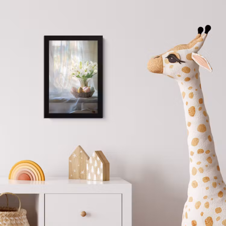 Vaas - Eieren - Bloemen fotolijst zwart zonder passe partout klein -usfeer4_kinderkamer