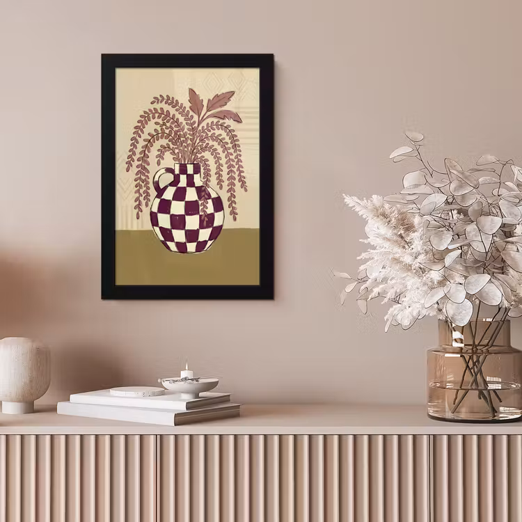 Vaas - Geruit - Planten - Modern - Paars fotolijst zwart zonder passe partout klein -sfeer5