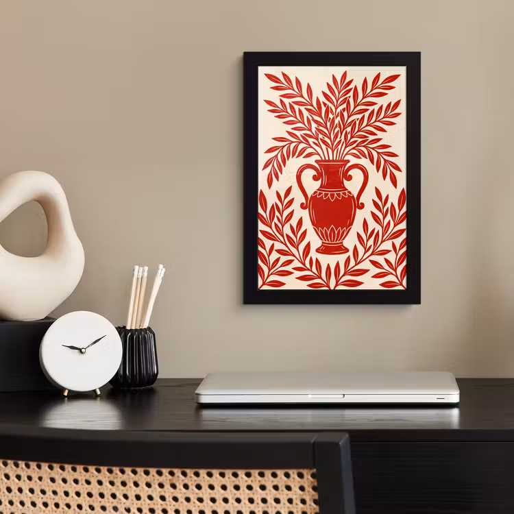 Vaas - Planten - Decoratie - Abstract - Rood fotolijst zwart zonder passe partout klein -sfeer1