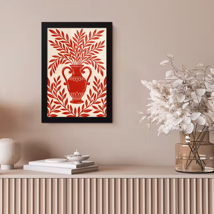 Vaas - Planten - Decoratie - Abstract - Rood fotolijst zwart zonder passe partout klein -sfeer5