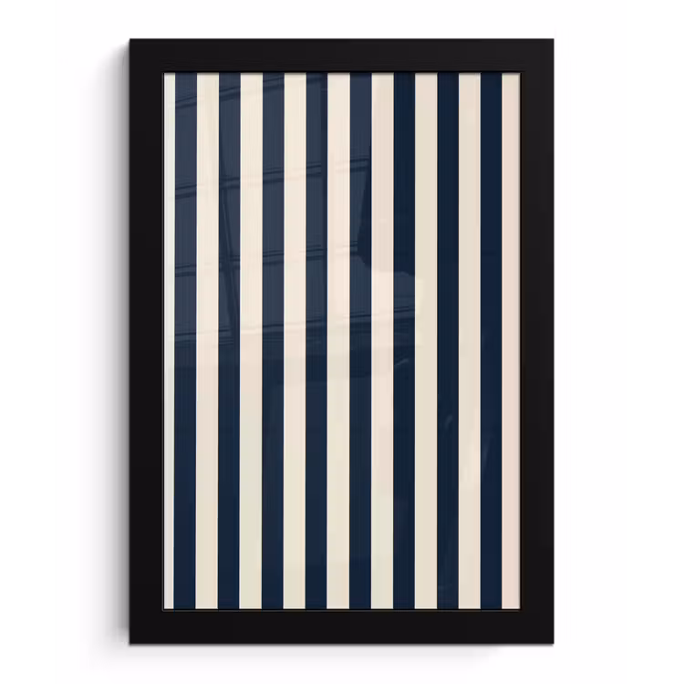 Verticale strepen - Blauw - Crème fotolijst zwart zonder passe partout klein 224 -3d