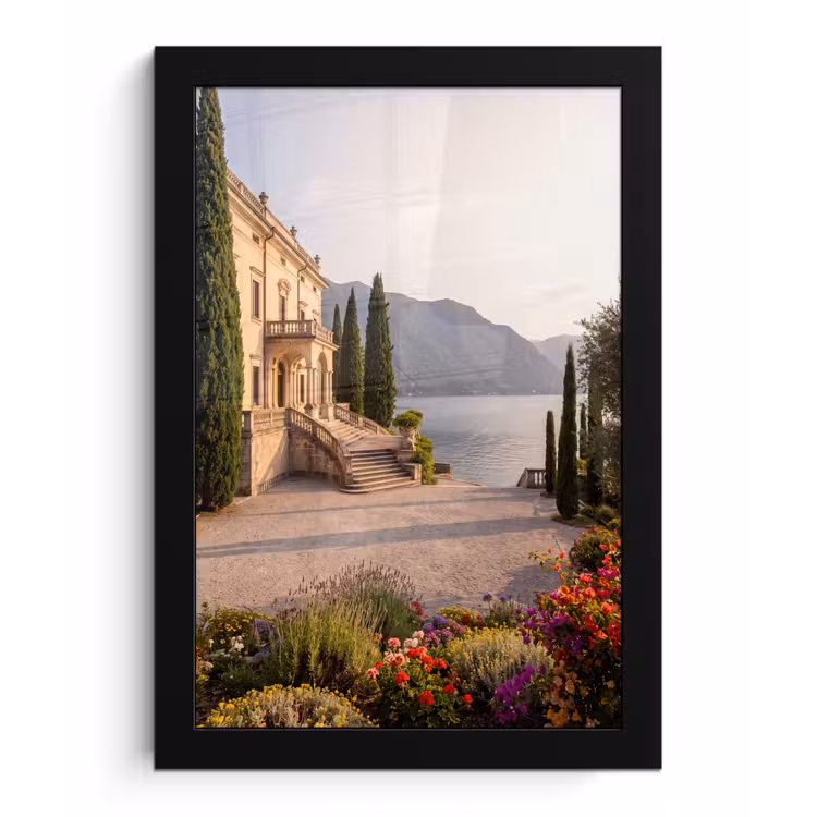 Bilder mit Rahmen - Villa – Wasser – Treppen - Villa - water -trappen fotolijst zwart zonder passe partout klein