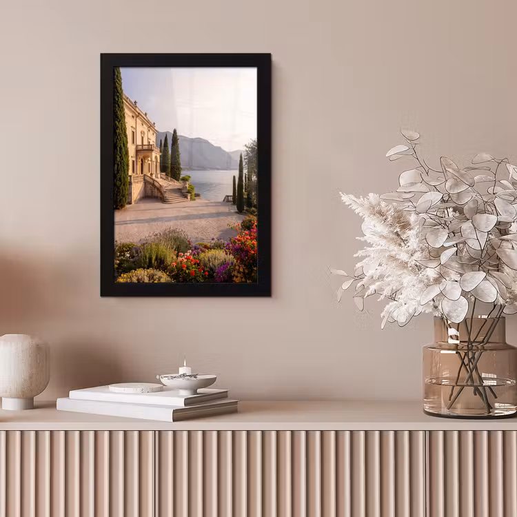 Bilder mit Rahmen - Villa – Wasser – Treppen - Villa - water -trappen fotolijst zwart zonder passe partout klein