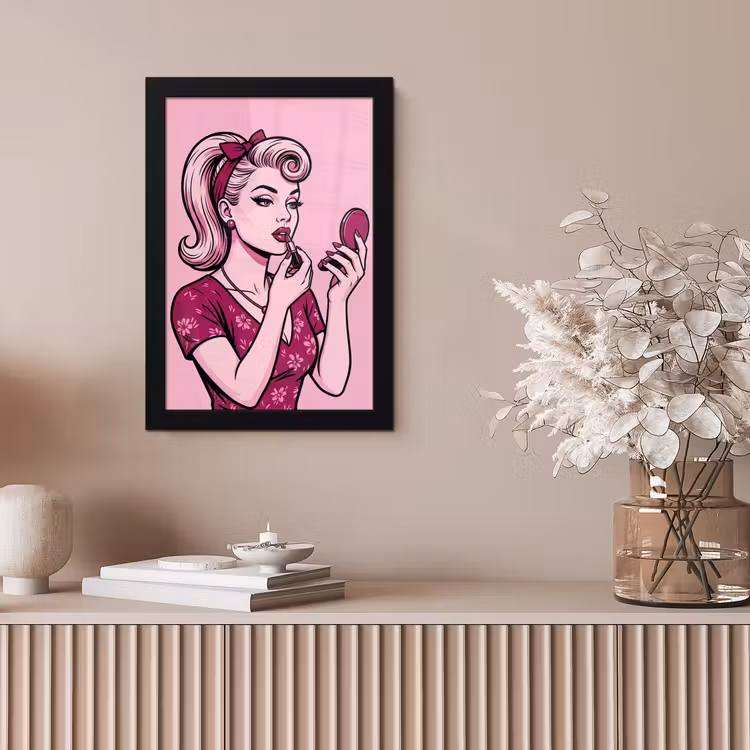 Vintage - Vrouw - Roze fotolijst zwart zonder passe partout klein -sfeer5