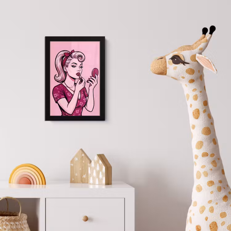 Vintage - Vrouw - Roze fotolijst zwart zonder passe partout klein -usfeer4_kinderkamer