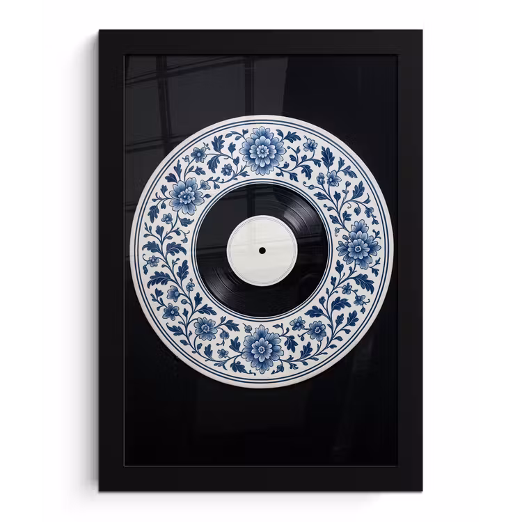 Vinyl - LP - Delfts Blauw - Muziek fotolijst zwart zonder passe partout klein -3d