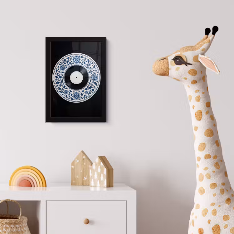 Vinyl - LP - Delfts Blauw - Muziek fotolijst zwart zonder passe partout klein -usfeer4_kinderkamer