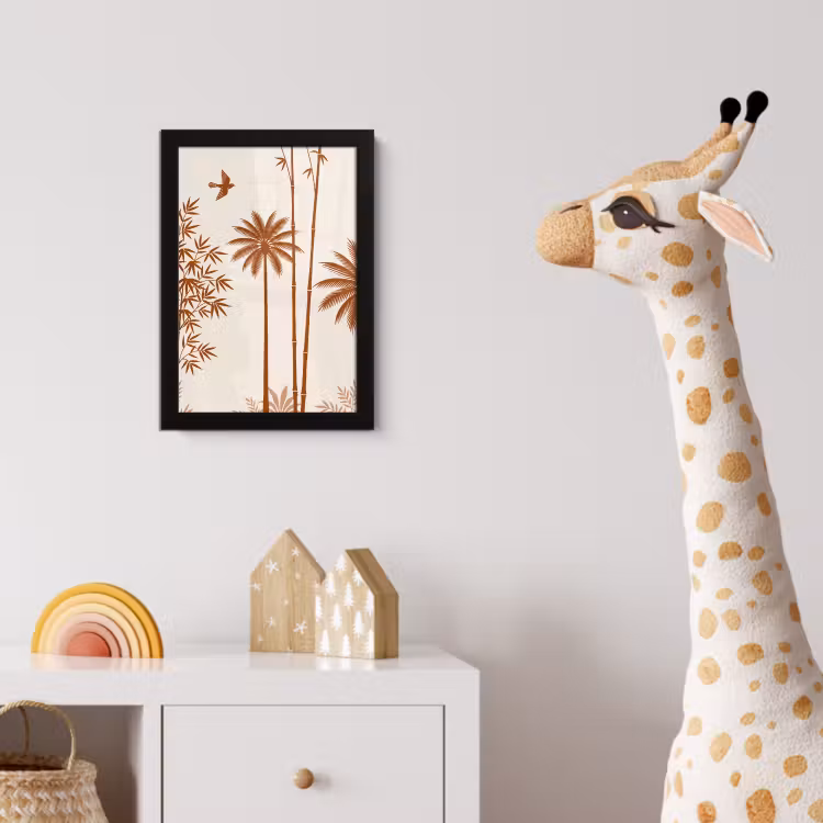 Vogel - Boom - Tropisch - Minimalistisch - Bruin fotolijst zwart zonder passe partout klein -usfeer4_kinderkamer