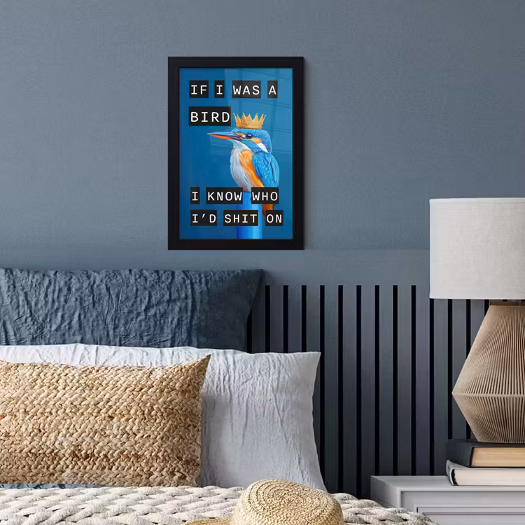 Vogel - Decoratie - Ijsvogel - Blauw fotolijst zwart zonder passe partout klein -sfeer3