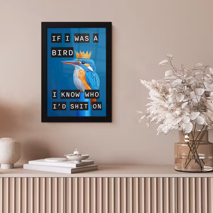 Vogel - Decoratie - Ijsvogel - Blauw fotolijst zwart zonder passe partout klein -sfeer5