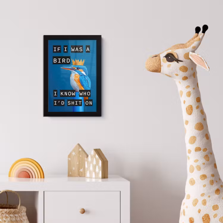 Vogel - Decoratie - Ijsvogel - Blauw fotolijst zwart zonder passe partout klein -usfeer4_kinderkamer