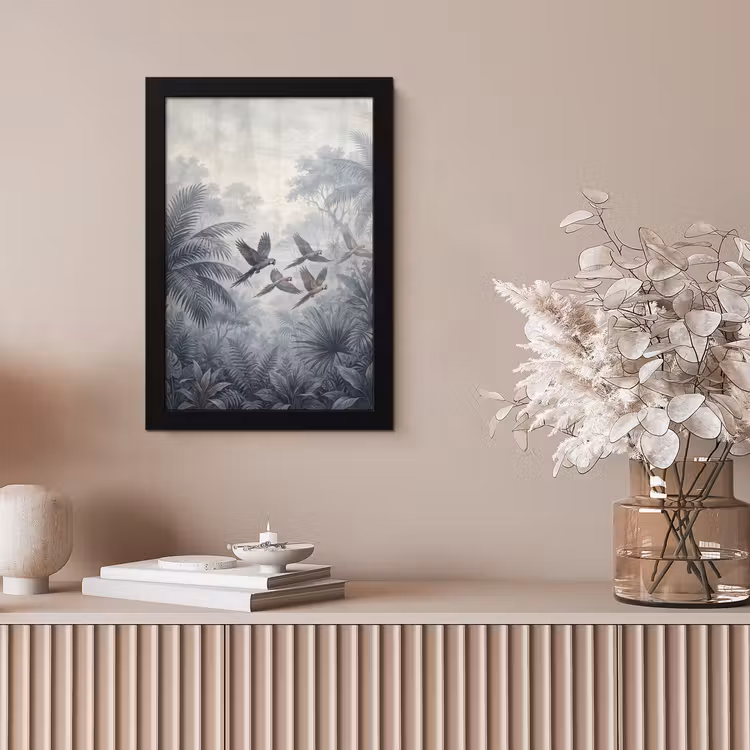 Vogel - Vliegend - Jungle - Vintage - Dieren fotolijst zwart zonder passe partout klein -sfeer5