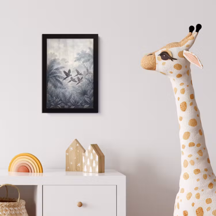 Vogel - Vliegend - Jungle - Vintage - Dieren fotolijst zwart zonder passe partout klein -usfeer4_kinderkamer