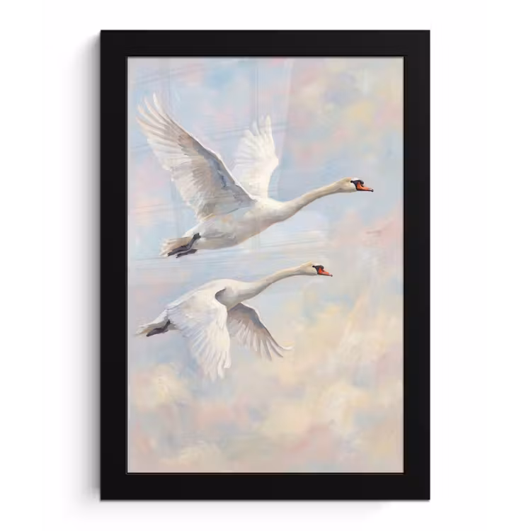 Vogel - Vliegend - Lucht - Modern - Pastel fotolijst zwart zonder passe partout klein -3d