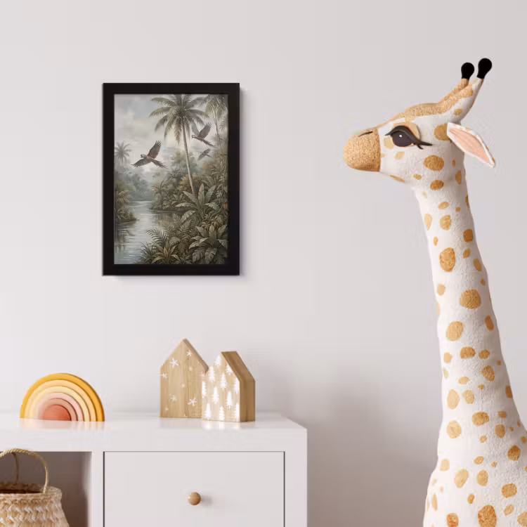 Vogel - Vliegend - Tropisch - Landschap - Klassiek fotolijst zwart zonder passe partout klein -usfeer4_kinderkamer