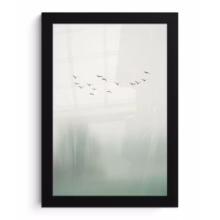 Vogel - Vlucht - Natuur - Minimalistisch fotolijst zwart zonder passe partout klein -3d
