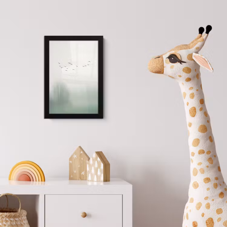 Vogel - Vlucht - Natuur - Minimalistisch fotolijst zwart zonder passe partout klein -usfeer4_kinderkamer