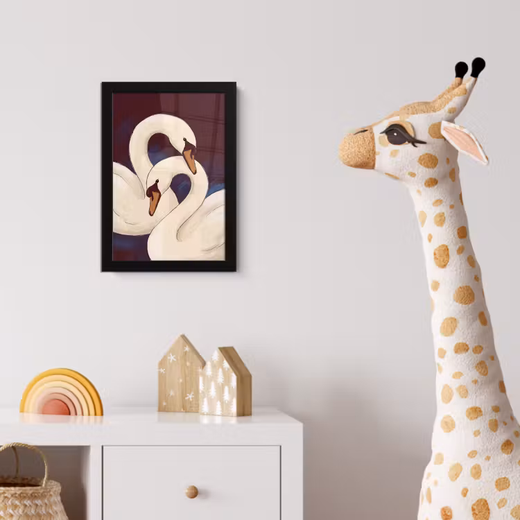 Vogel - Koppel - Liefde - Abstract - Wit fotolijst zwart zonder passe partout klein -usfeer4_kinderkamer
