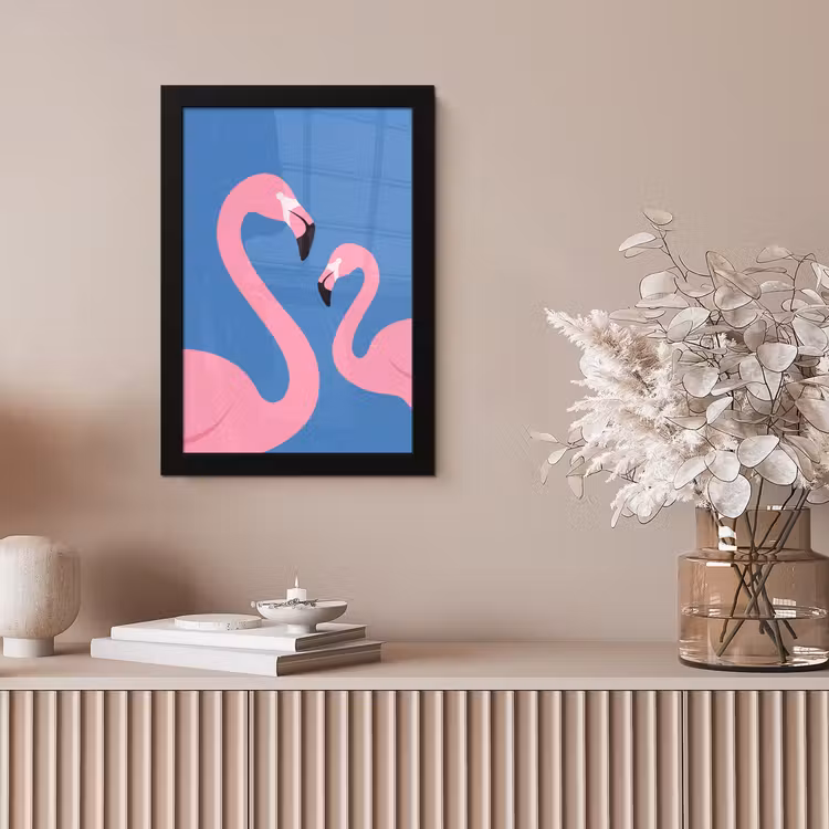 Vogel - Paar - Dieren - Modern - Roze fotolijst zwart zonder passe partout klein -sfeer5