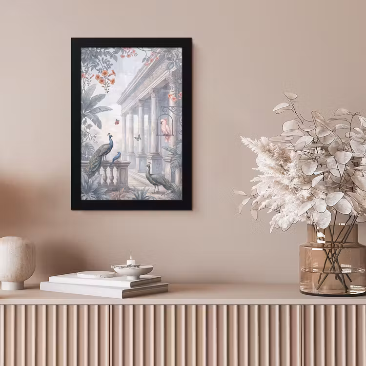 Vogel - Pauw - Architectuur - Klassiek - Groen fotolijst zwart zonder passe partout klein -sfeer5