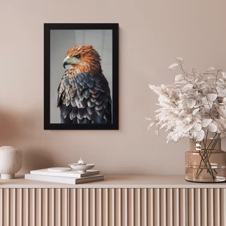 Vogel - Realistisch - Veren - Bruin fotolijst zwart zonder passe partout klein -sfeer5