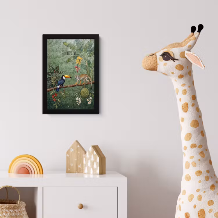 Vogel - Dier - Jungle - Mozaïek - Natuur fotolijst zwart zonder passe partout klein -usfeer4_kinderkamer