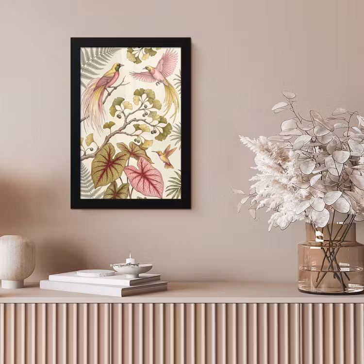 Vogels - Tropisch - Botanisch - Roze fotolijst zwart zonder passe partout klein -sfeer5