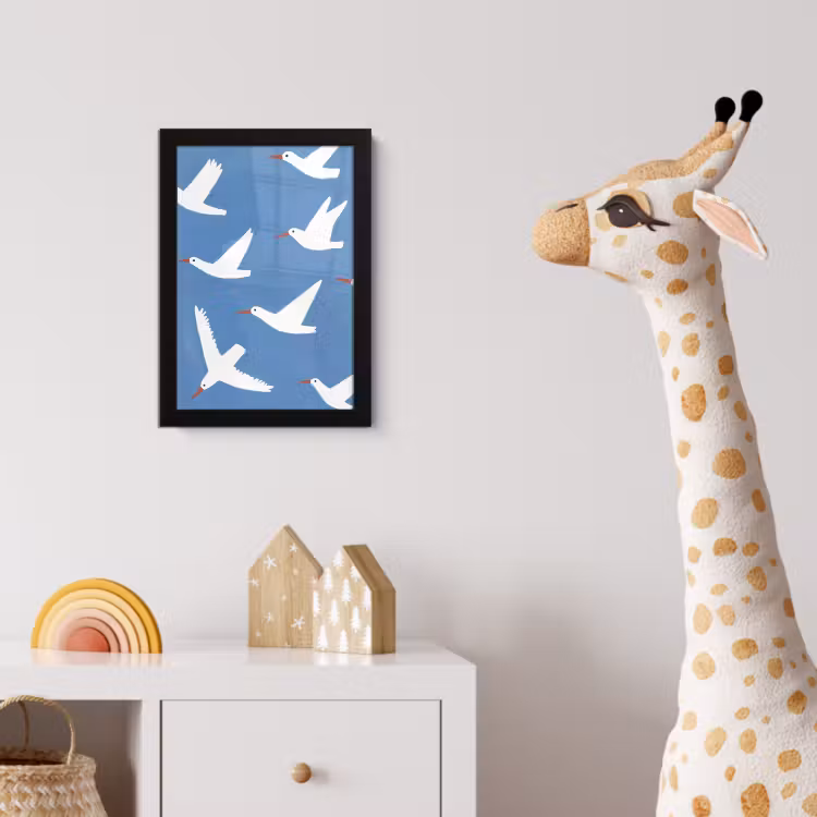 Vogels - Wit - Patroon fotolijst zwart zonder passe partout klein -usfeer4_kinderkamer