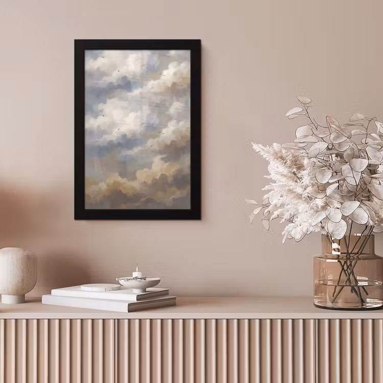 Vogel - Wolken - Natuur - Modern - Grijs fotolijst zwart zonder passe partout klein -sfeer5