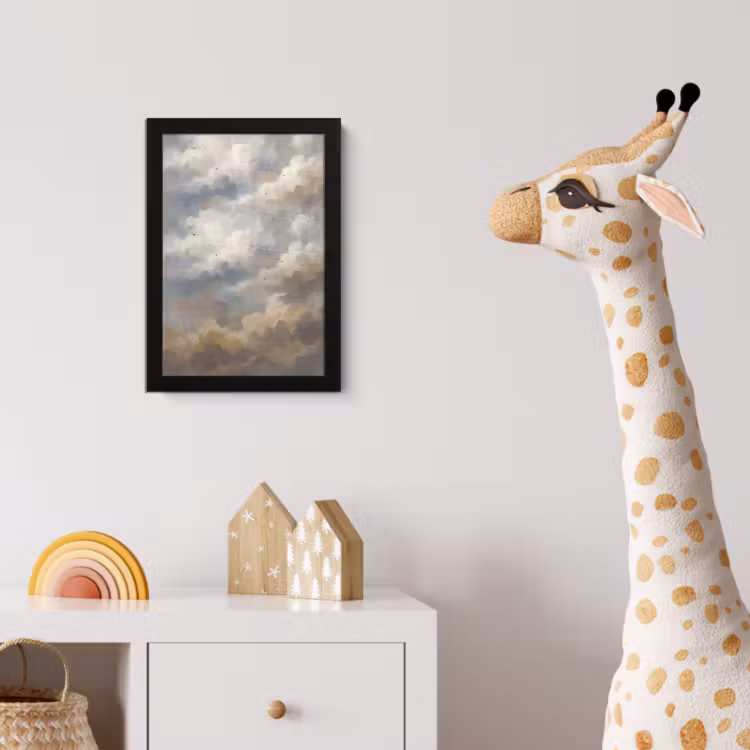 Vogel - Wolken - Natuur - Modern - Grijs fotolijst zwart zonder passe partout klein -usfeer4_kinderkamer