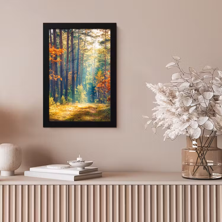 Bos - Zon - Natuur - Herfst fotolijst zwart zonder passe partout klein -sfeer5
