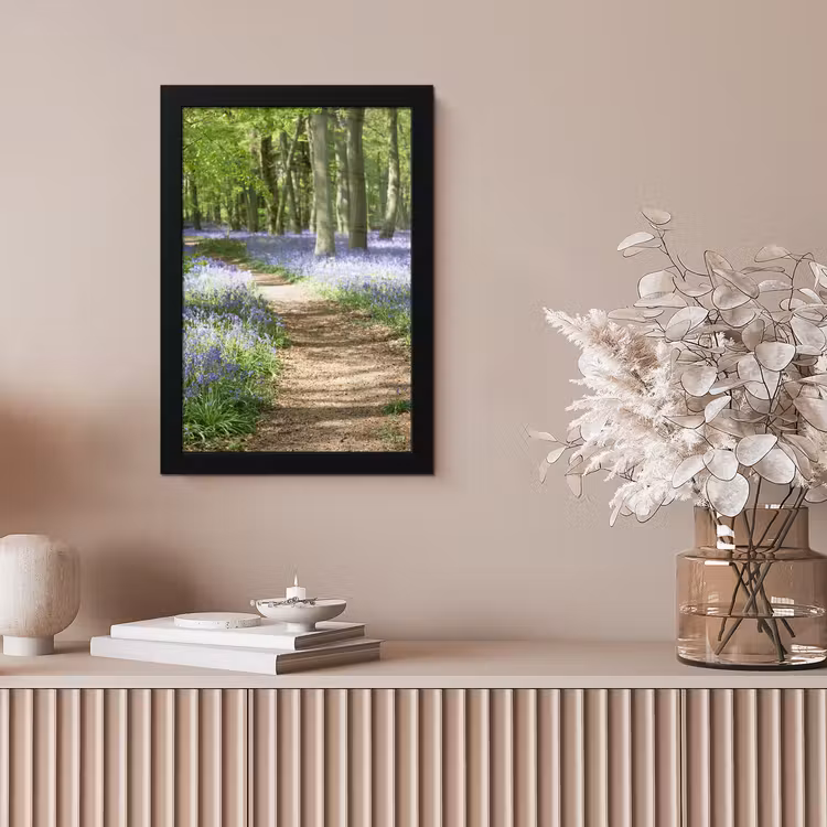 Bos - Pad - Bloemen - Paars - Groen - Natuur fotolijst zwart zonder passe partout klein -sfeer5