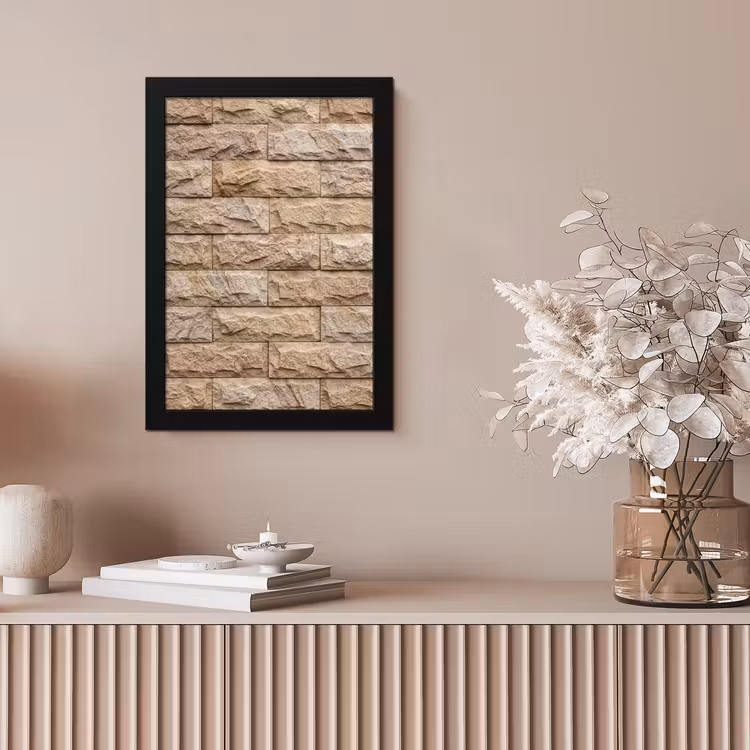 Muur - Steen - Ruw - Textuur - Beige fotolijst zwart zonder passe partout klein -sfeer5