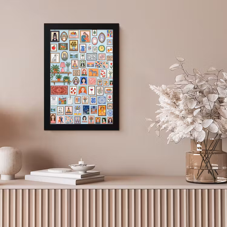 Wanddecoratie - Collectie - Huis - Illustratief - Kleurrijk fotolijst zwart zonder passe partout klein -sfeer5