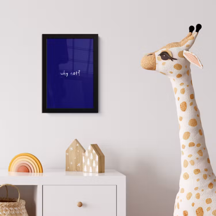 Why not - Blauw - Handgeschreven fotolijst zwart zonder passe partout klein -usfeer4_kinderkamer