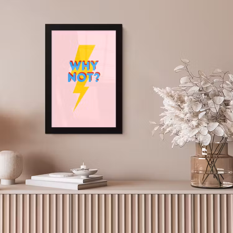 Why not - Bliksem - Roze fotolijst zwart zonder passe partout klein -sfeer5