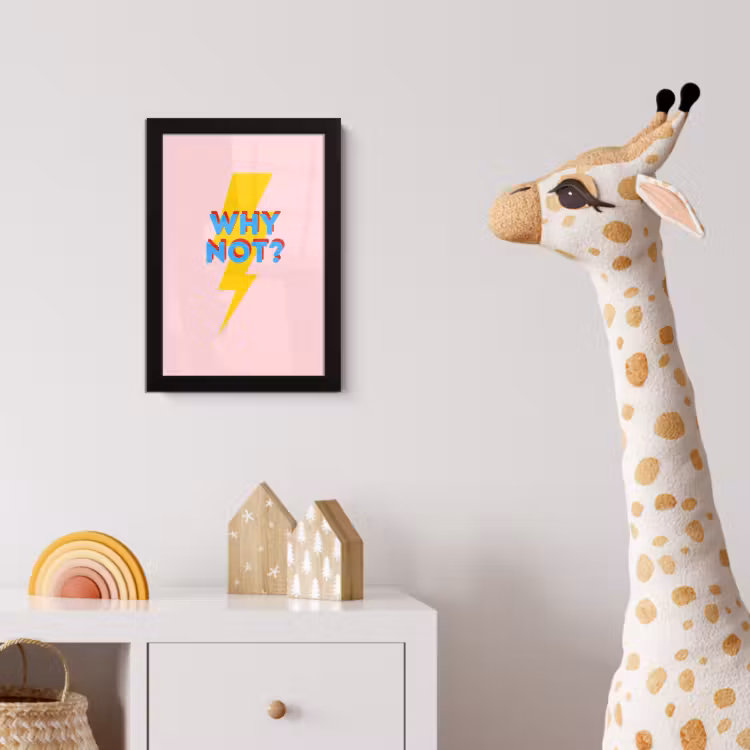 Why not - Bliksem - Roze fotolijst zwart zonder passe partout klein -usfeer4_kinderkamer