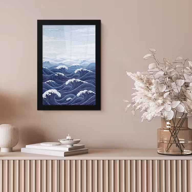 Water - Mozaïek - Landschap - Modern - Blauw fotolijst zwart zonder passe partout klein -sfeer5