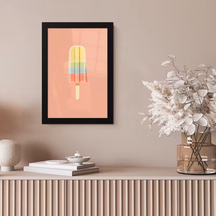 Waterijsje - Pasteltinten - Minimalistisch fotolijst zwart zonder passe partout klein -sfeer5
