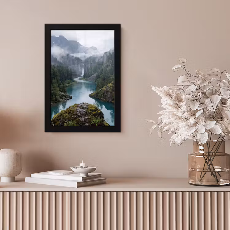Waterval - Bomen - Bergen fotolijst zwart zonder passe partout klein -sfeer5