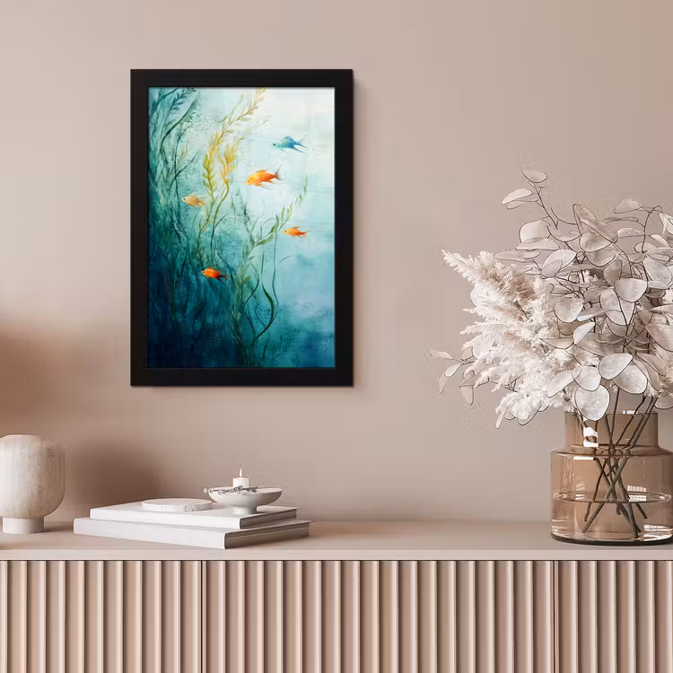 Waterplanten - Vissen - Kleurrijk - Water fotolijst zwart zonder passe partout klein -sfeer5