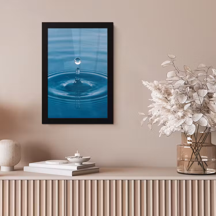 Waterdruppel - Water - Oppervlakte fotolijst zwart zonder passe partout klein -sfeer5