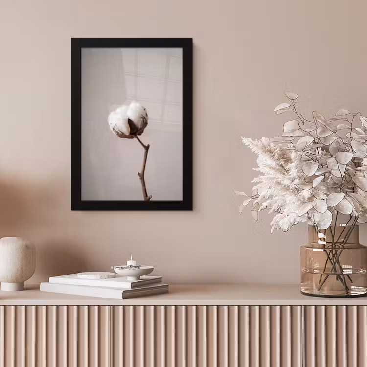 Katoenbol - Minimalistisch - Wit fotolijst zwart zonder passe partout klein -sfeer5