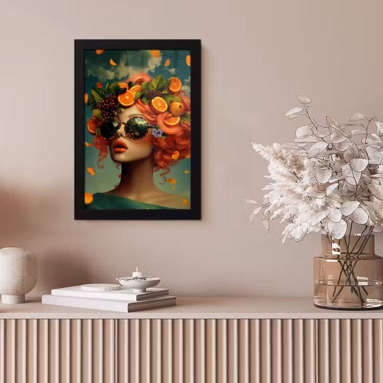 Vrouw - Sinaasappel - Bessen - Oranje fotolijst zwart zonder passe partout klein -sfeer5