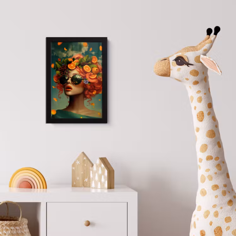 Vrouw - Sinaasappel - Bessen - Oranje fotolijst zwart zonder passe partout klein -usfeer4_kinderkamer