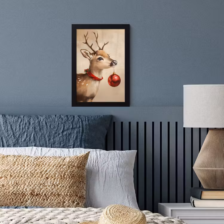 Kerst - Hert - Gewei - Kerstbal - Rendier fotolijst zwart zonder passe partout klein -sfeer3