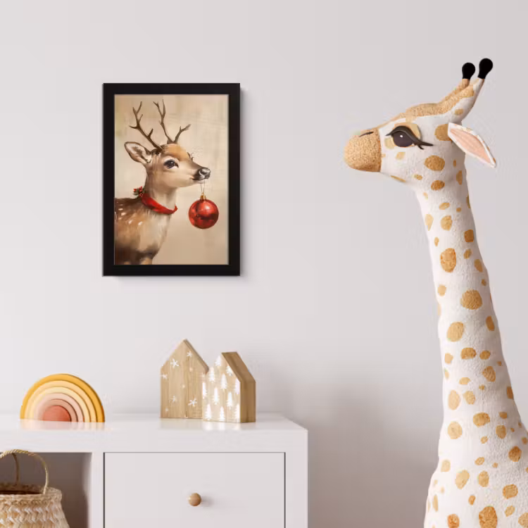 Kerst - Hert - Gewei - Kerstbal - Rendier fotolijst zwart zonder passe partout klein -usfeer4_kinderkamer