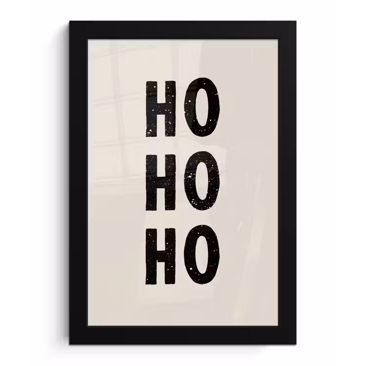 Kerstmis - Ho ho ho - Spreuken - Beige - Kerstman fotolijst zwart zonder passe partout klein -3d